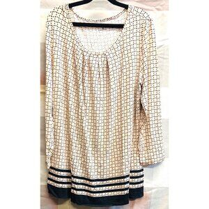 Croft & Barrow Womens MEDIUM Top Beige Brown 3/4 Sleeve Shirt Blouse